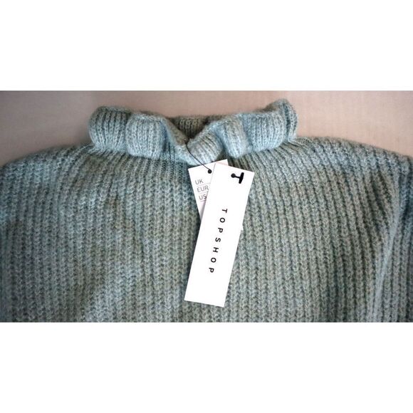 Topshop 23E41TBLE Women's Sz 8-10 Blue Frill Knitted Pullover Sweater - Picture 7 of 10